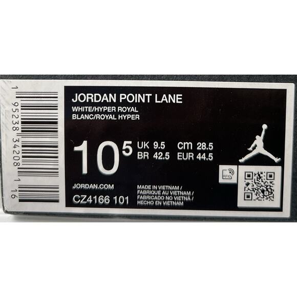 Mens Size 10.5 Jordan Point Lane White Hyper Royal Sneakers CZ4166 101 - Picture 5 of 5